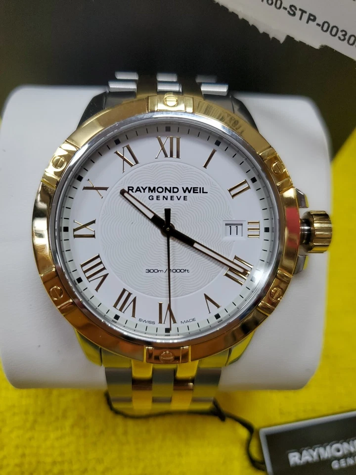 Reloj de dos tonos Raymond Weil 8160-STP-00308 para hombre 41 mm esfera blanca acero inoxidable Foto 2 de 4