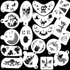 Bowitzki Reusable 18 Pcs Face Paint Stencils Unicorn Makeup Halloween Stencils