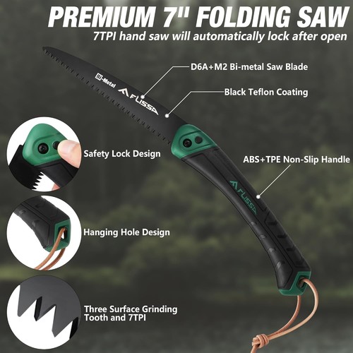 FLISSA Folding Pruning Saw for Gardening+Knife with Case,Camping&Walking Knife - Picture 5 of 7
