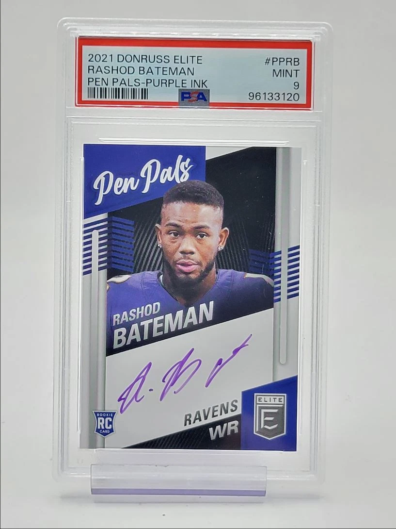 Rashod Bateman Panini Donruss Elite Pen Pals #PPRB Purple Ink