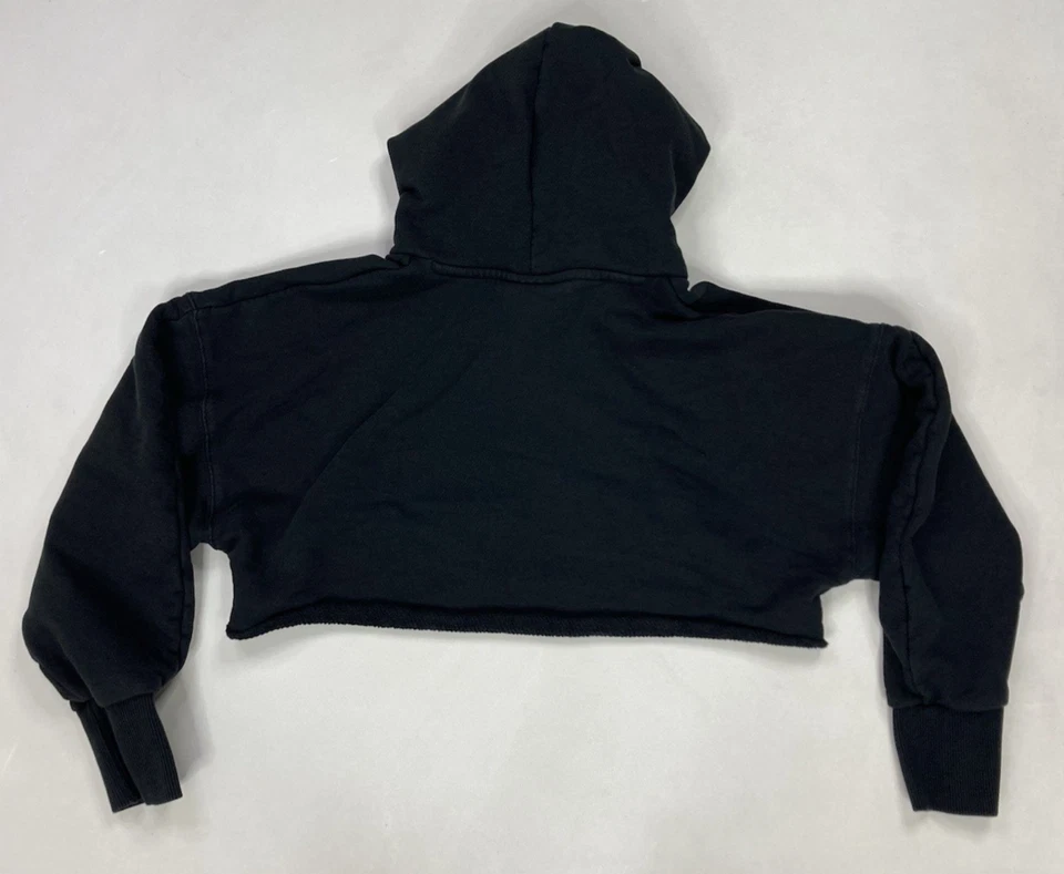 Sudadera con capucha corta Reebok Cardie B para mujer grande negra con logotipo Foto 3 de 4