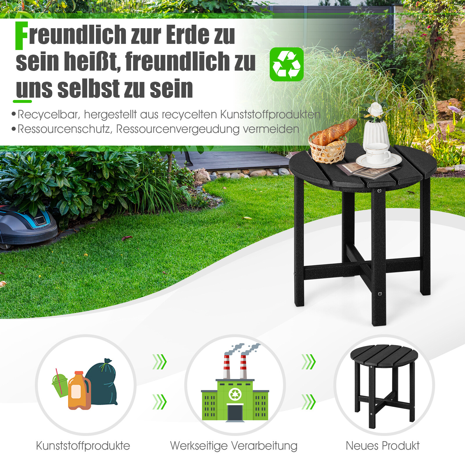Balkontisch Beistelltisch Gartentisch klein wetterfest