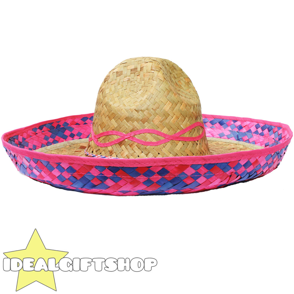 PINK TRIM MEXICAN SOMBRERO STRAW HAT PACK WHOLESALE LOT  display picture 3