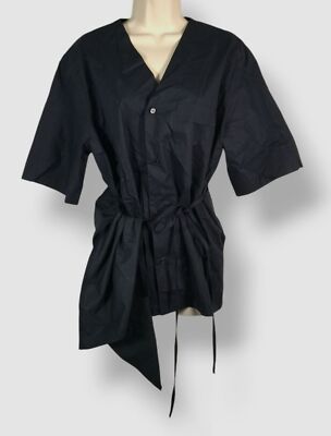 Plan C Women's Blue Cotton Short Sleeve Button Down Shirt Size 44
