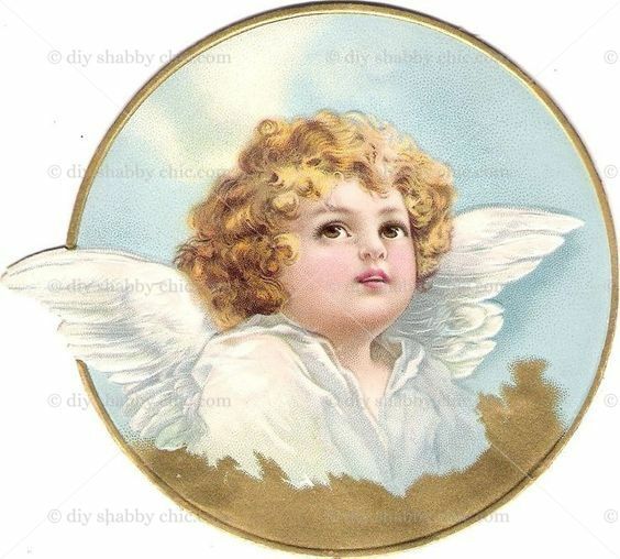 絵画 slide Waterslide Decal Vintage Image Transfer angel face Upcycle Shabby