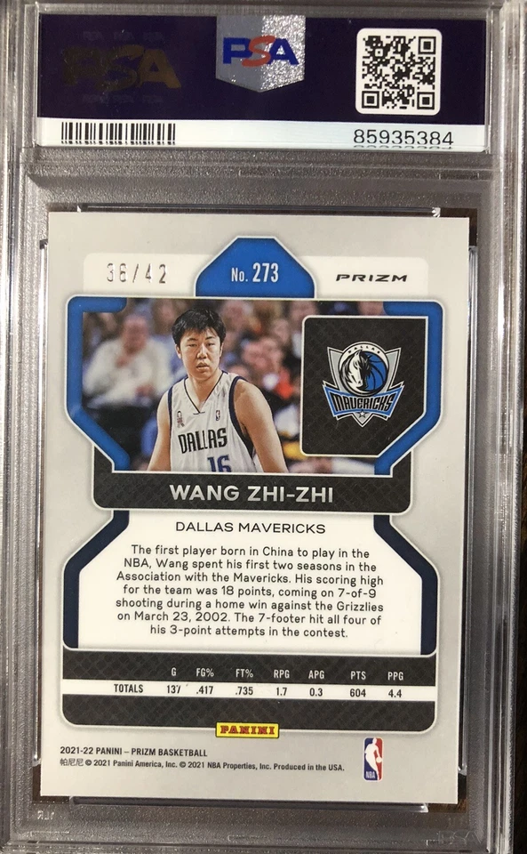 2021 Panini Prizm #273 Wang Zhi-Zhi Pink Pulsar SP /42 PSA 10 GEM Pop 1 Dallas - Image 4 of 4