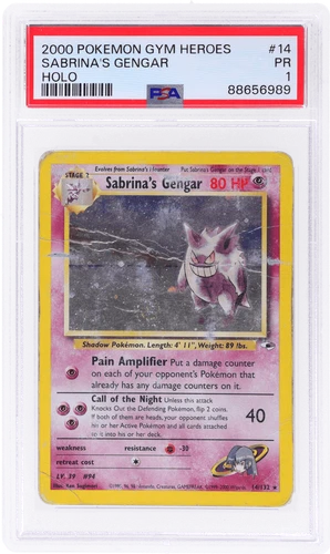 2000 Pokemon Gym Heroes Sabrina's Gengar Holo #14 PSA 1