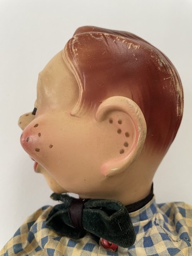 Bambola Ventriloquo Ideal Howdy Doody anni 50 sciarpa rossa occhi addormentati alta 19” giocattolo MCM - Foto 6 di 13