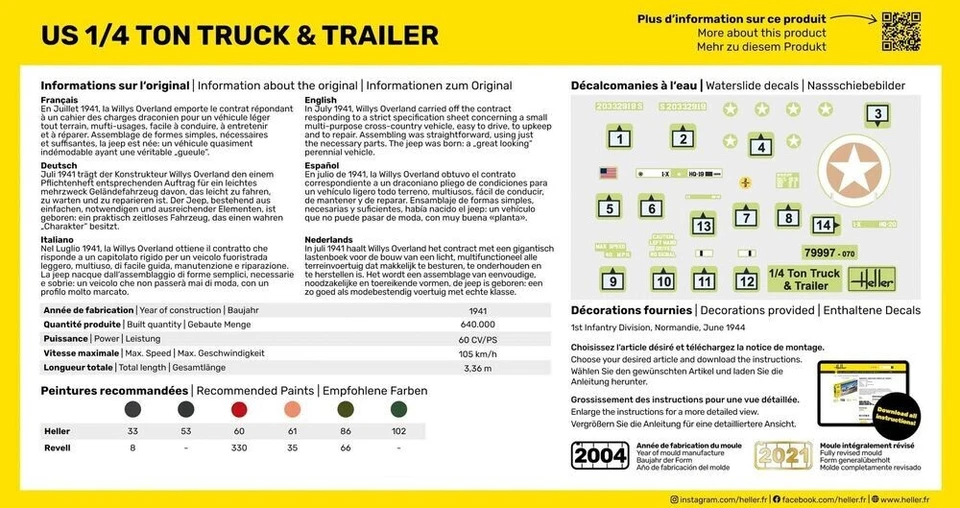 Modello Jeep US 1/4 Ton E Rimorchio 1/72 - Heller Starter Kit 56997 - Immagine 3 di 4