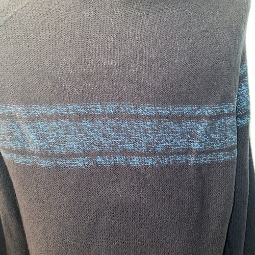 Vince Textured Stripe Linen Cotton Pullover Hoodie Black Pacific Sz L - Picture 5 of 10
