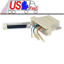 DB25 pin Female RJ12/RJ11 Jack Modular Adapter 6P6C 6wire Phone/Telephone