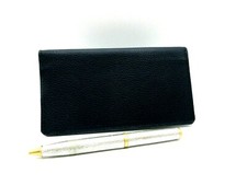 Checkbook Cover Leather Misook Navy Blue