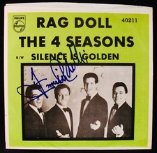 THE 4 SEASONS~FRANKIE VALLI Signed RAG DOLL + SILENCE IS GOLDEN Picture Sleeve