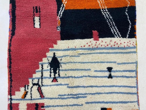 rug moroccan Berber Handmade Beni Ourain Colorful Abstract Area Wool Carpet - Picture 5 of 10