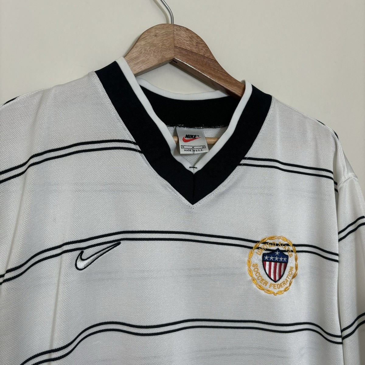 Vintage 90s Nike USA Soccer Jersey Black White Sz M Kit Law Five