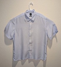 Hugo Boss Floral Shirt Mens Blue Regular Fit SS Lyocell SS Button Up - XL EUC