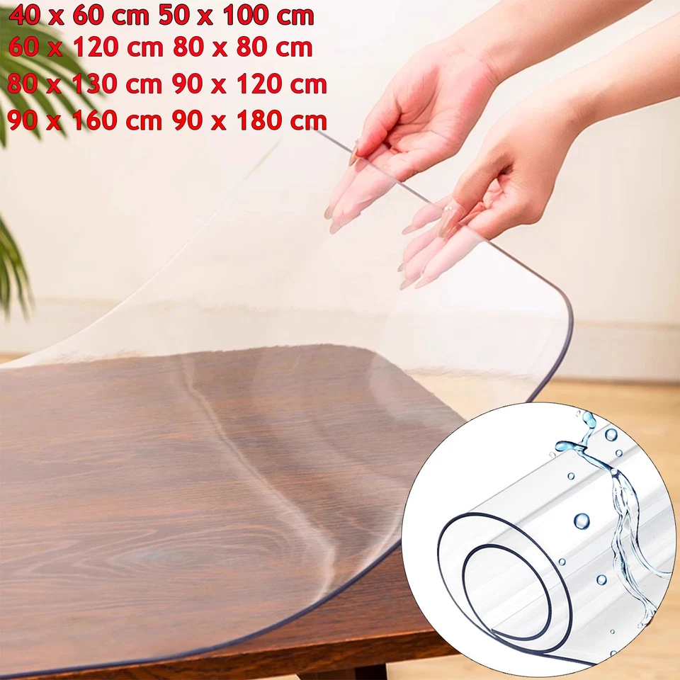 PVC Clear Tablecloth Waterproof Table Cover Plastic Desk Protector 1.5mm Thick - Image 2 of 4