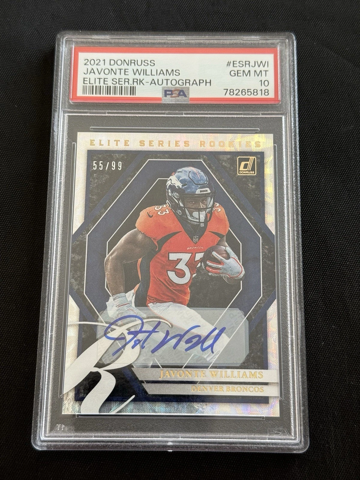Javonte Williams Panini Donruss Elite Series Rookie #ESRJWI Autograph