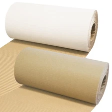 2 Pack Corrugated Cardboard Roll 12 x 196 Inch Single Face Corrugated Cardboa...
