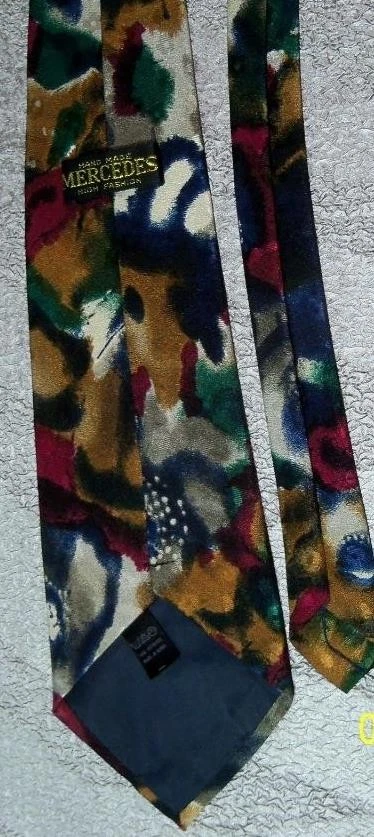 Corbata Mercedes Alta Moda Abstracta Joya Color Patrón Poliéster Hecha a Mano Corea Foto 4 de 4
