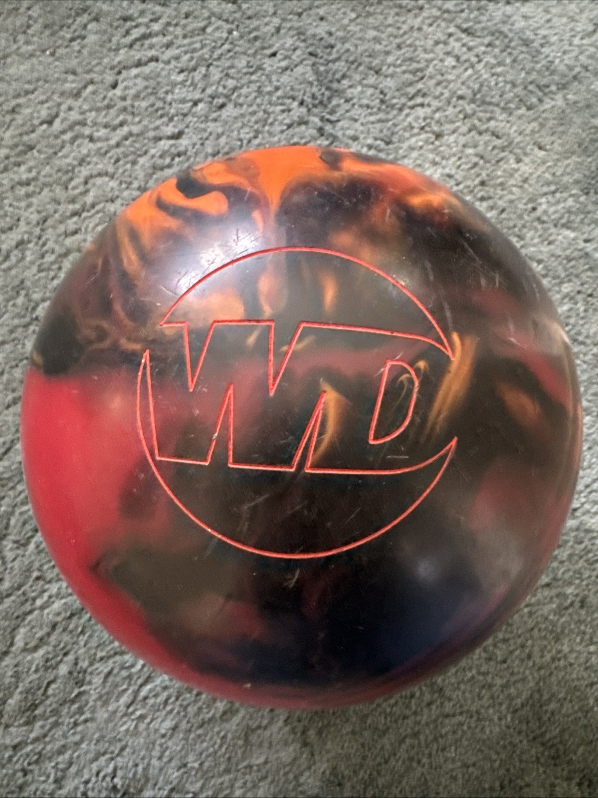 Columbia 300 White Dot Orange Black Red Swirl Bowling Ball 1