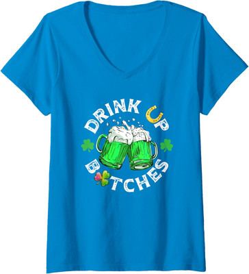Drink Up St. Patrick's Day Beer Lover Funny Ladies' V-Neck Tshirt