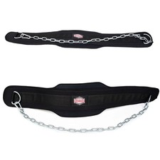 Right Punch Dip Belt with Chain - Heavy Duty Weight Lifting Pull Up Belt - Black