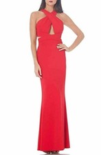 JS COLLECTIONS Cutout Ottoman Mermaid Gown Sz 8 Red