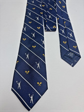 Polo Ralph Lauren Silk Tie Blue Tennis Hand Made Italy 3 X 58
