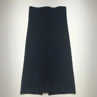 Zara W&B Maxi Skirt Womens S Midi Black Blue Shimmery Modest Bodycon Pull On