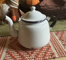 Antique Ker Sweden Tea Pot Metal With Ceramic Overlay 8” 1 Liter