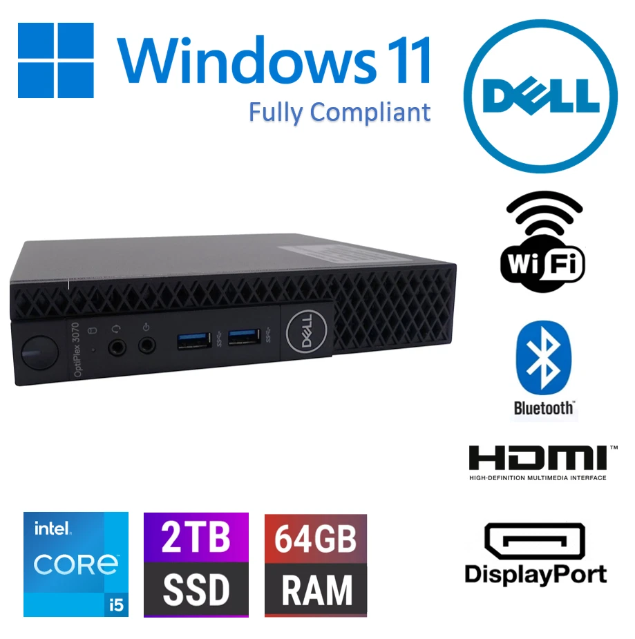 Dell Optiplex 3070 Micro - Very Fast - i5 8th, upto 64GB, 2TB SSD, Windows 11 04 - Image 4 of 4