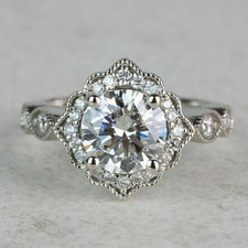 2 Ct Round Cut Lab-Created Diamond 14k White Gold Finish Engagement Ring