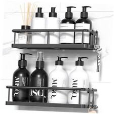 Shower Caddy Adhesive, Rustproof Shower Shelves for Inside 2 Pack Black