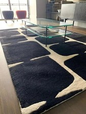 Black White Color Handmade Rug hand Tufted Abstract Area rug Pure 100 Nz Wool