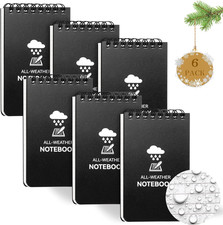 6 Pack Waterproof Notebook, 3 x 5 Pocket Notepad, Top-Spiral Weatherproof NotePa