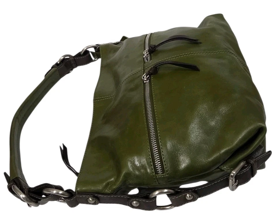 Nino Bossi Bolso de Hombro Hobo Cartera Bolso de Mano Cartera Cuero Verde Italia Foto 4 de 4