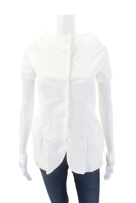 Giambattista Valli Womens Button Down Shirt White Cotton Size Extra Small