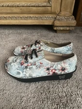ALEGRIA PG LITE ABBI GRAY BLUE FLORAL SNAKE CLOG OXFORD SNEAKER SHOE 37 (6.5 US)