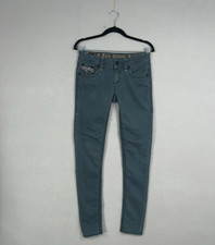 Rock Revival Jeans Womens 26 Green Denim Karla Skinny Silver Embroidered 90s Y2K