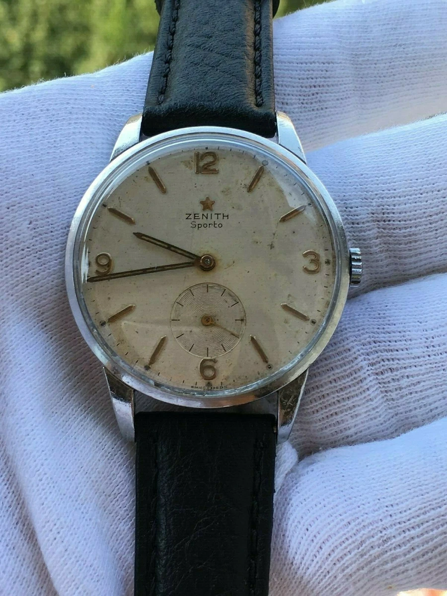 ZENITH SPORTO WATCH MANUAL CAL.40 MENS OVERSIZE 37mm SWISS MADE JUST SERVICED