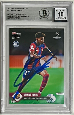 2023-24 Topps NOW UCL #9 Lamine Yamal Signed Rookie RC Beckett