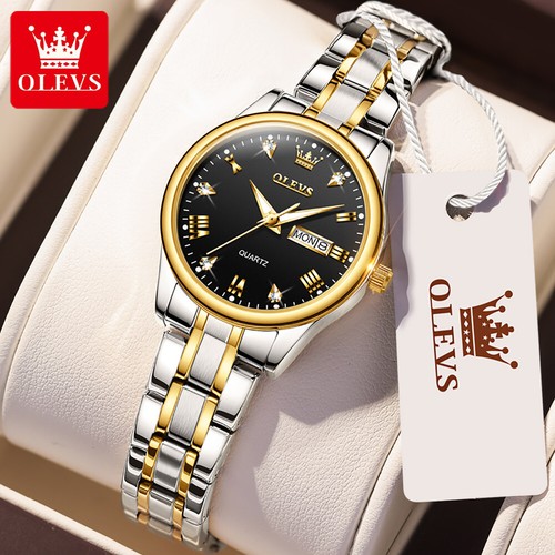 OLEVS Brand Quartz Watches Calendar 3ATM Waterproof Diamond Women's Wristwatches - Picture 1 of 11