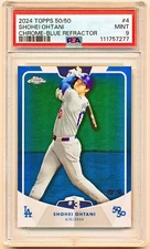 2024 Topps Shohei Ohtani 50/50 HR 3 Chrome Blue Refractor #4 (xxx/150) PSA 9