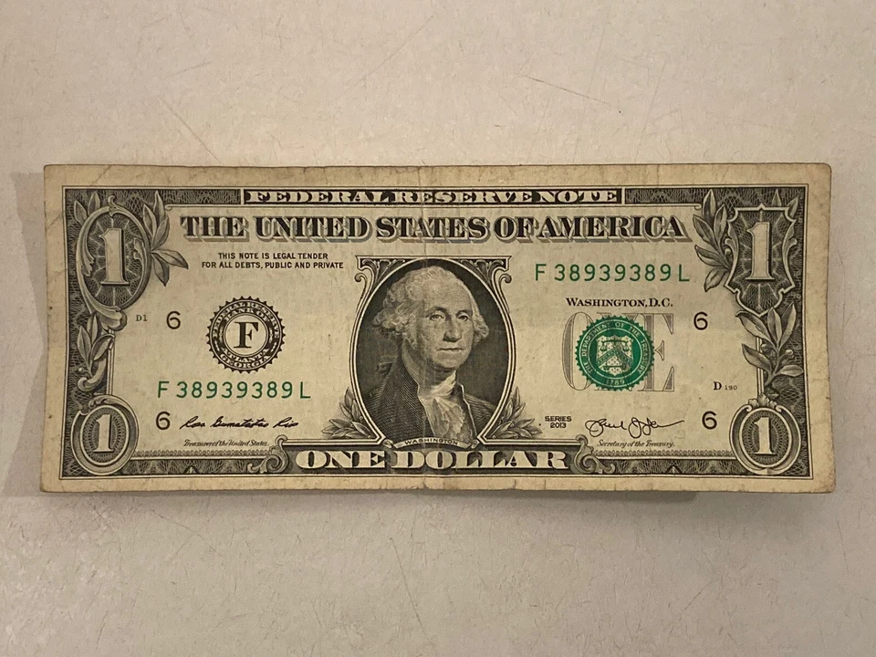 Fancy Serial Number 1 Dollar Bill!! Unique! 38939389 March 1989  Ships Promptly! - Image 2 of 4