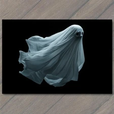 Art Print Halloween Ghost White Sheet Eerie Spooky Phantom Costume Dark Theme