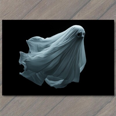 5x7'' Halloween Ghost White Sheet Eerie Spooky Phantom Costume Dark Theme