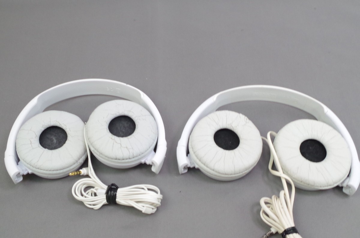 Lot of 2 Sony MDR-ZX110/W On the Ear Headphones MDRZX110