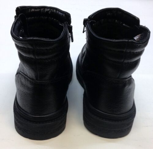 Men's Leather Warm Fur Lined Walking Twin Zip Walking Winter Ankle Boots Black - Picture 6 of 6