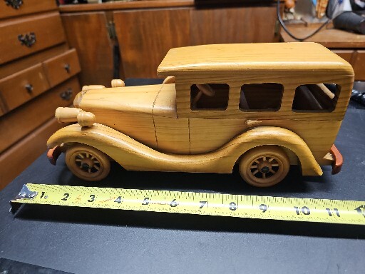 WOODEN STATION WAGON / Antique Style TOY CAR 11.5” Long Perfect Condition (OK)
